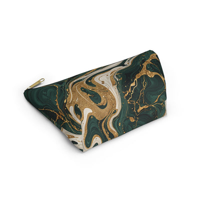 Emerald Gold Marble Accessory Pouch | T-Bottom Makeup Bag