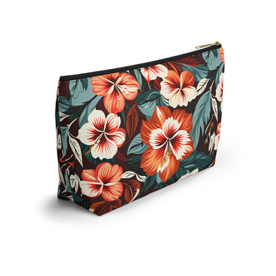 Tropical Hibiscus Floral Accessory Pouch