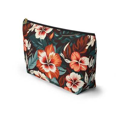 Tropical Hibiscus Floral Accessory Pouch
