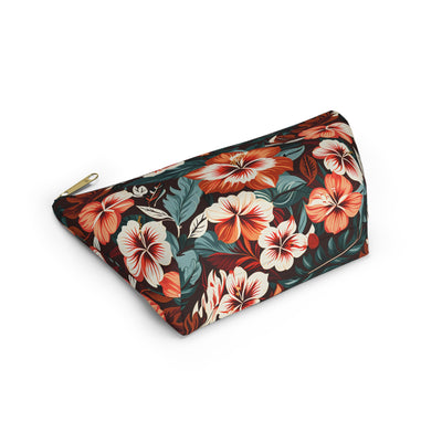Tropical Hibiscus Floral Accessory Pouch