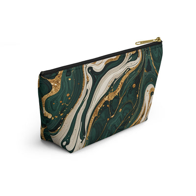 Emerald Gold Marble Accessory Pouch | T-Bottom Makeup Bag