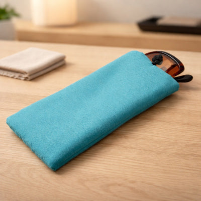 Poly Dupioni Silk Soft Eyeglass Case, Turquoise & Black