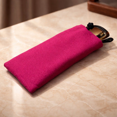 Poly Dupioni Silk Soft Eyeglass Case, Fuchsia & Black