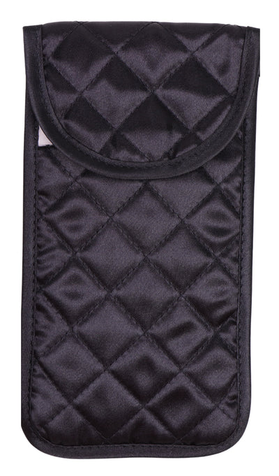 Quilted Satin Soft Eyeglass Case, Black (with no front bow)