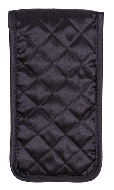 Monogrammed & Personalized Quilted Satin Black Soft Eyeglass Case, Cursive Single Upper Case Letter in Swarovski Rhinestones
