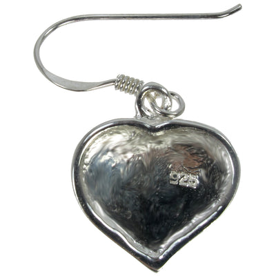 Sterling Silver Pink Mother of Pearl Heart Dangle Earrings