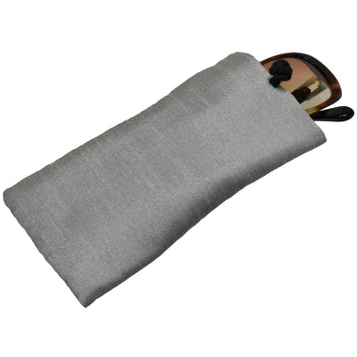 Poly Dupioni Silk Soft Eyeglass Case, Silver & Black