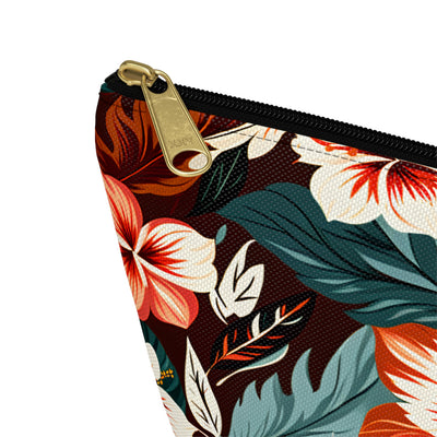 Tropical Hibiscus Floral Accessory Pouch