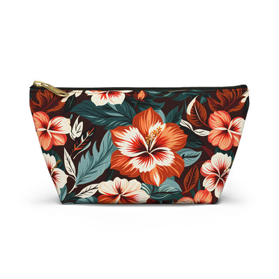 Tropical Hibiscus Floral Accessory Pouch