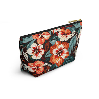 Tropical Hibiscus Floral Accessory Pouch