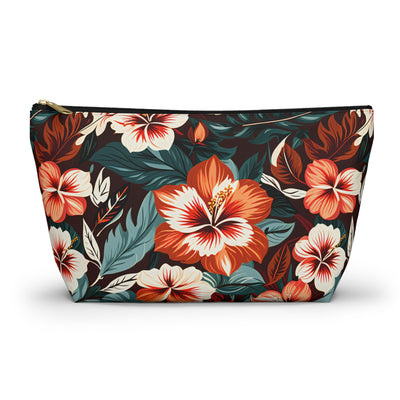 Tropical Hibiscus Floral Accessory Pouch