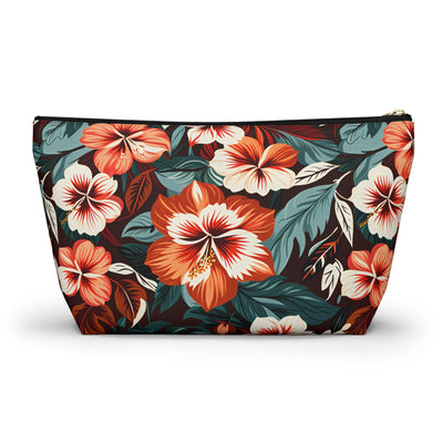 Tropical Hibiscus Floral Accessory Pouch