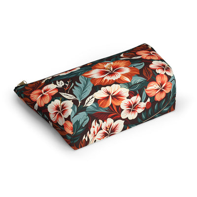 Tropical Hibiscus Floral Accessory Pouch