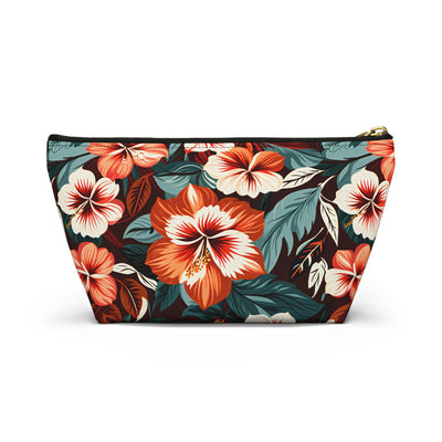Tropical Hibiscus Floral Accessory Pouch