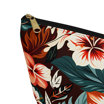Tropical Hibiscus Floral Accessory Pouch
