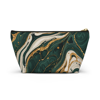 Emerald Gold Marble Accessory Pouch | T-Bottom Makeup Bag