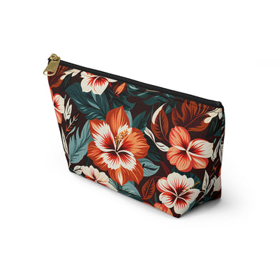 Tropical Hibiscus Floral Accessory Pouch