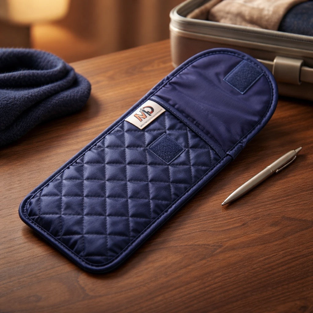 Quilted Satin Soft Eyeglass Case, Dark Blue (with no front bow)
