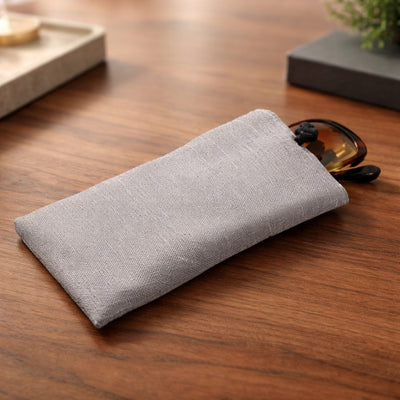 Poly Dupioni Silk Soft Eyeglass Case, Silver & Black