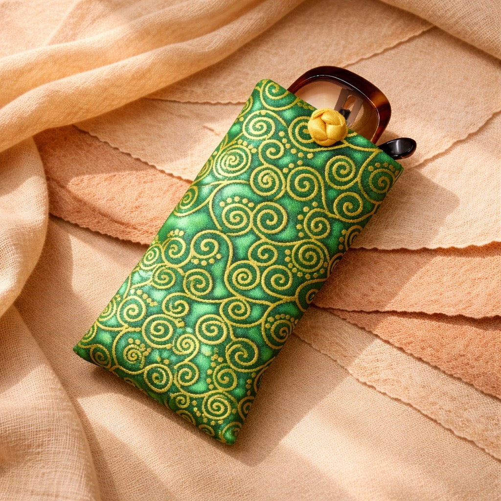 Cotton Soft Eyeglass Case, Green