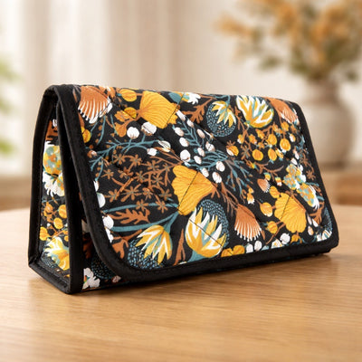 Cosmetic Bag with Mirror, Quited Cotton, Large