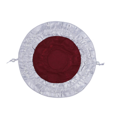 Drawstring Premium Satin Jewelry Pouch with 8 Interior Pockets, Maroon + Silver