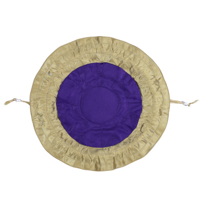 Drawstring Premium Satin Jewelry Pouch with 8 Interior Pockets, Purple + Gold