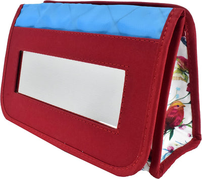 Cosmetic Bag with Mirror, Quited Cotton, Large