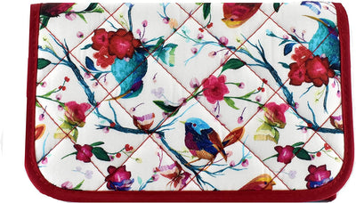 Cosmetic Bag with Mirror, Quited Cotton, Large