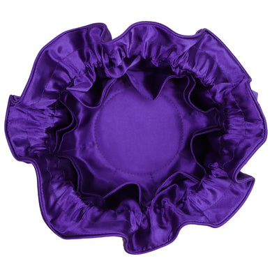 Drawstring Premium Satin 2-in-1 Jewelry Pouch with 16 Interior Pockets, Purple