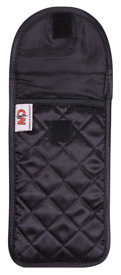Monogrammed & Personalized Quilted Satin Black Soft Eyeglass Case, Cursive Single Upper Case Letter in Swarovski Rhinestones